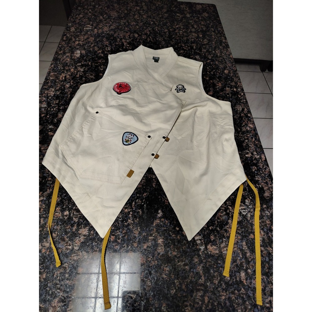 Wild Fable Women Cream Utility Vest Asymmetric Patch Handkerchief Hem Large